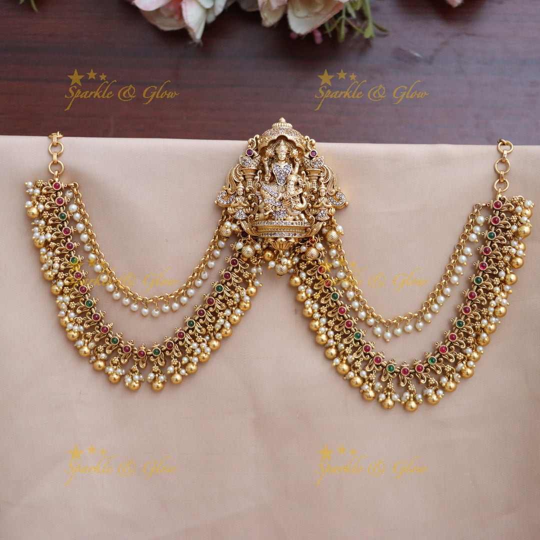 Royal Lakshmi Hairpin & Earchain Combo - Timeless Elegance
