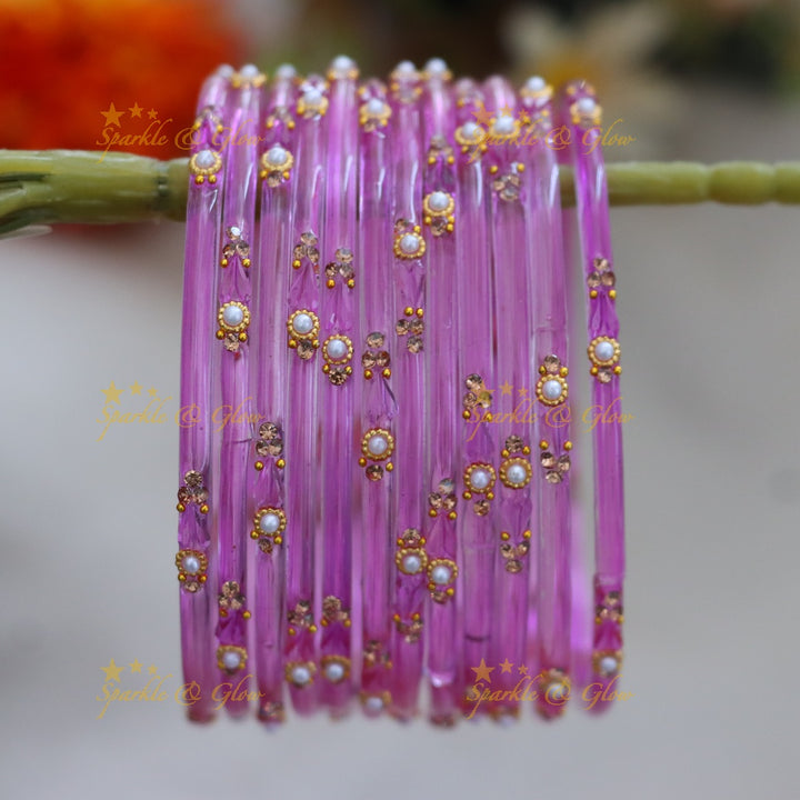 Vibrant Orange Festive Glass Bangles - Sparkle & Glow