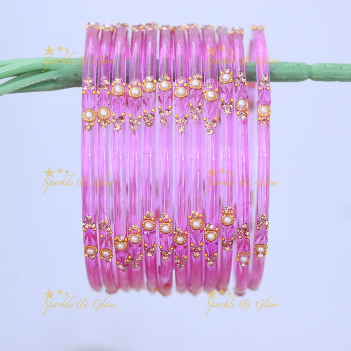 Vibrant Orange Festive Glass Bangles - Sparkle & Glow