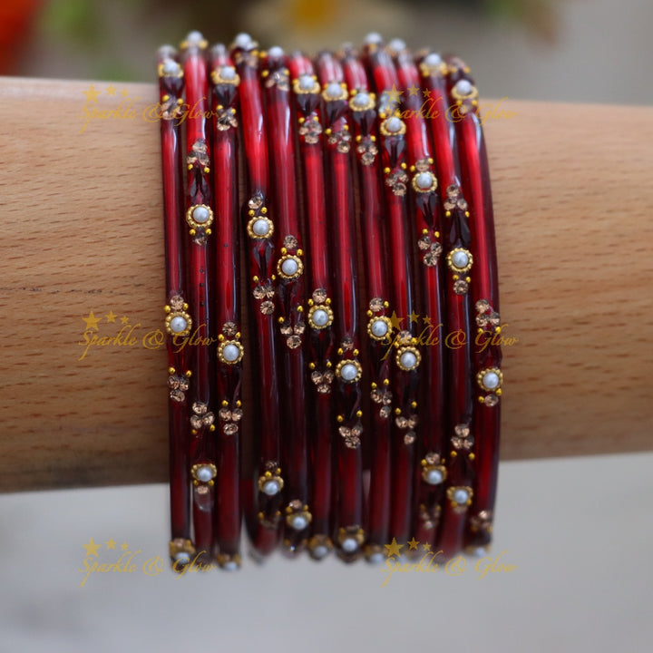Vibrant Orange Festive Glass Bangles - Sparkle & Glow