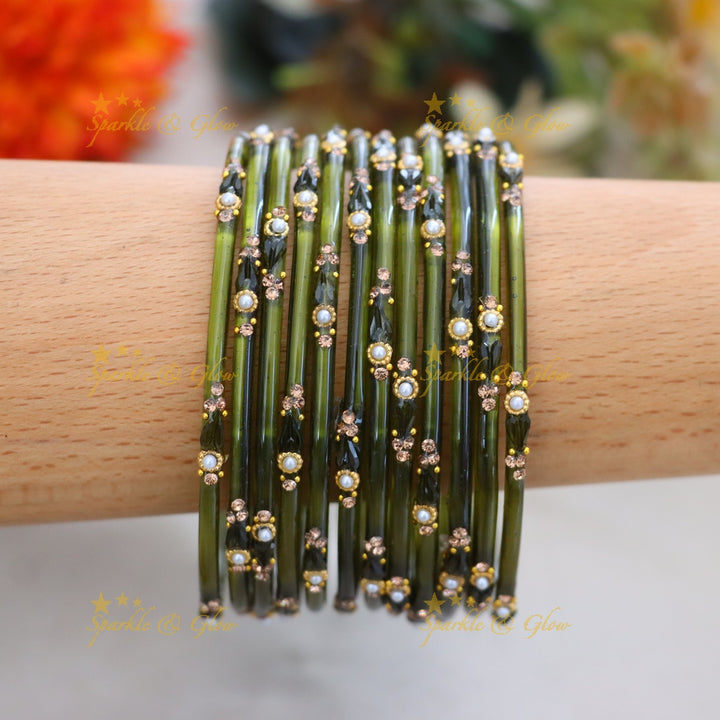 Vibrant Orange Festive Glass Bangles - Sparkle & Glow