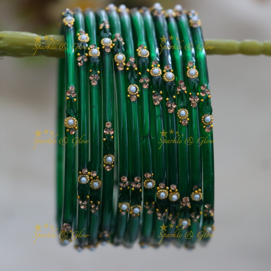 Vibrant Orange Festive Glass Bangles - Sparkle & Glow