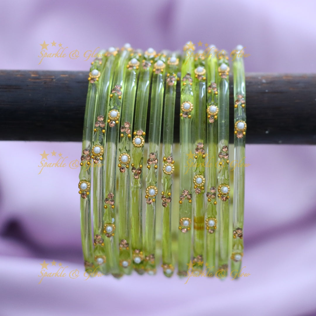 Vibrant Orange Festive Glass Bangles - Sparkle & Glow