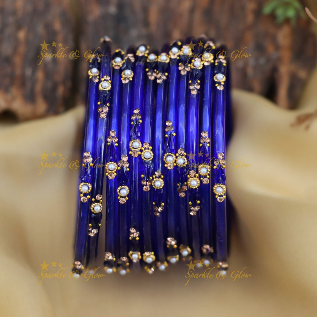 Vibrant Orange Festive Glass Bangles - Sparkle & Glow