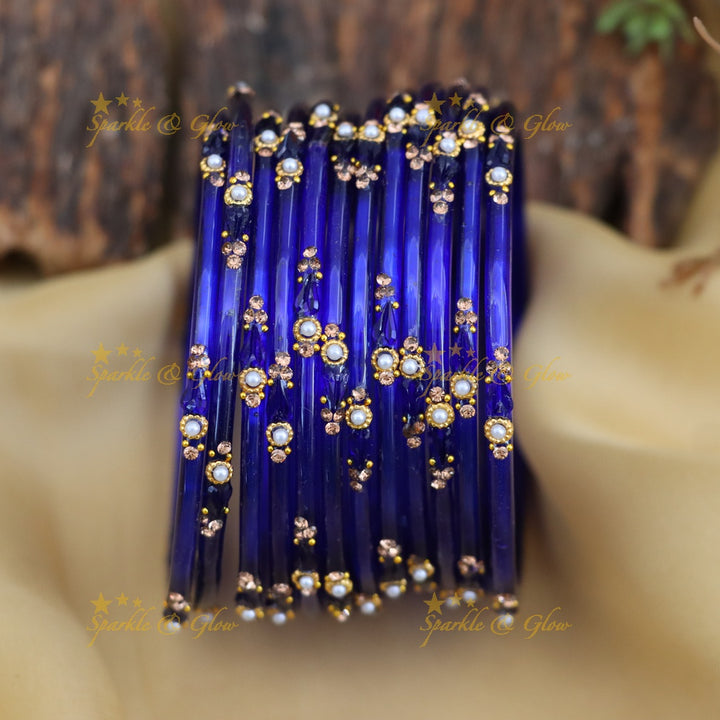 Vibrant Orange Festive Glass Bangles - Sparkle & Glow