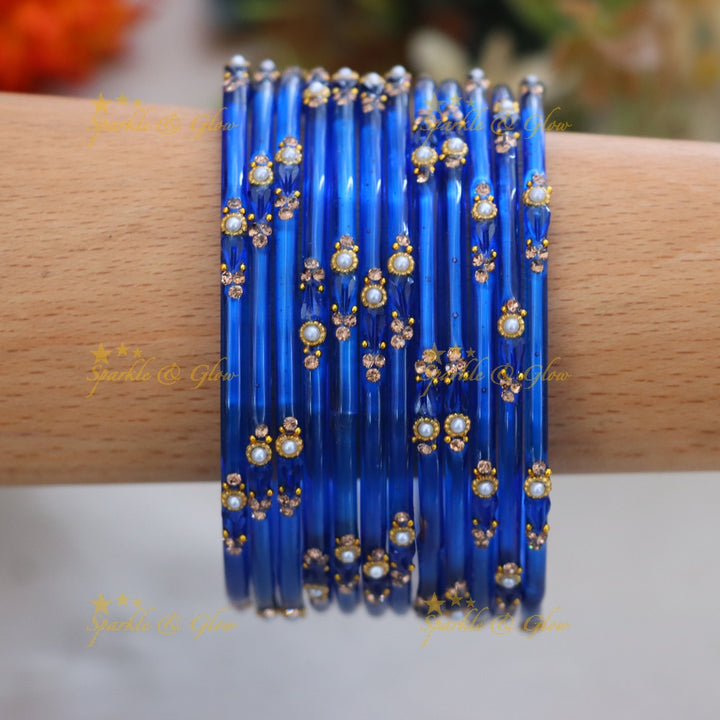 Vibrant Orange Festive Glass Bangles - Sparkle & Glow
