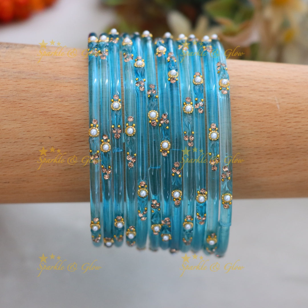 Vibrant Orange Festive Glass Bangles - Sparkle & Glow