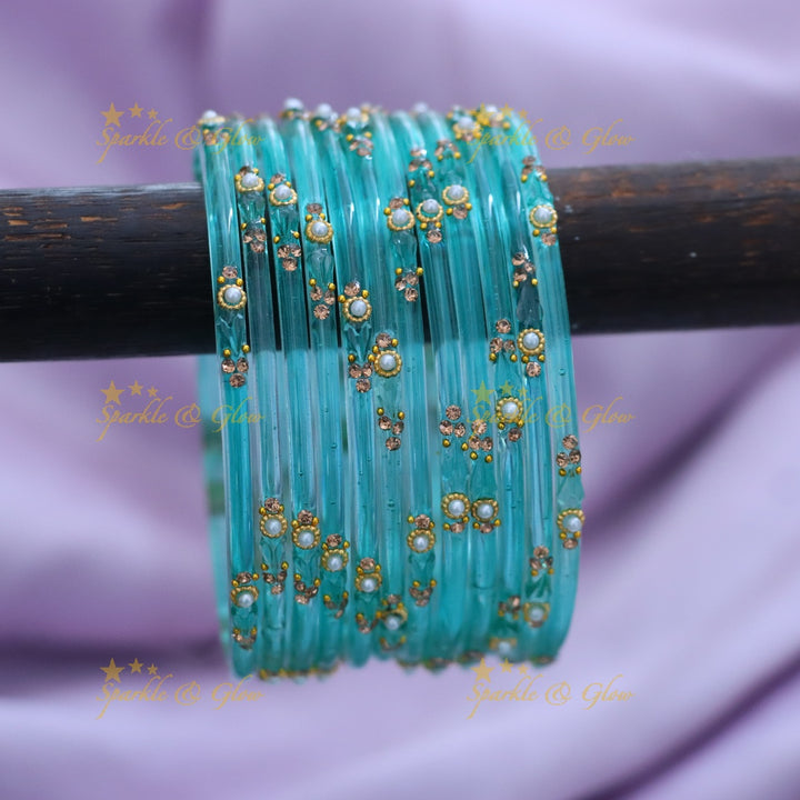 Vibrant Orange Festive Glass Bangles - Sparkle & Glow