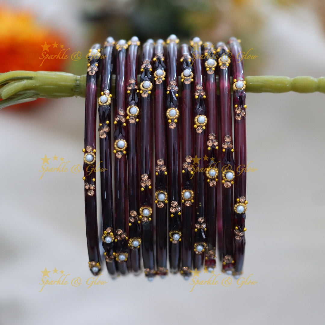 Vibrant Orange Festive Glass Bangles - Sparkle & Glow