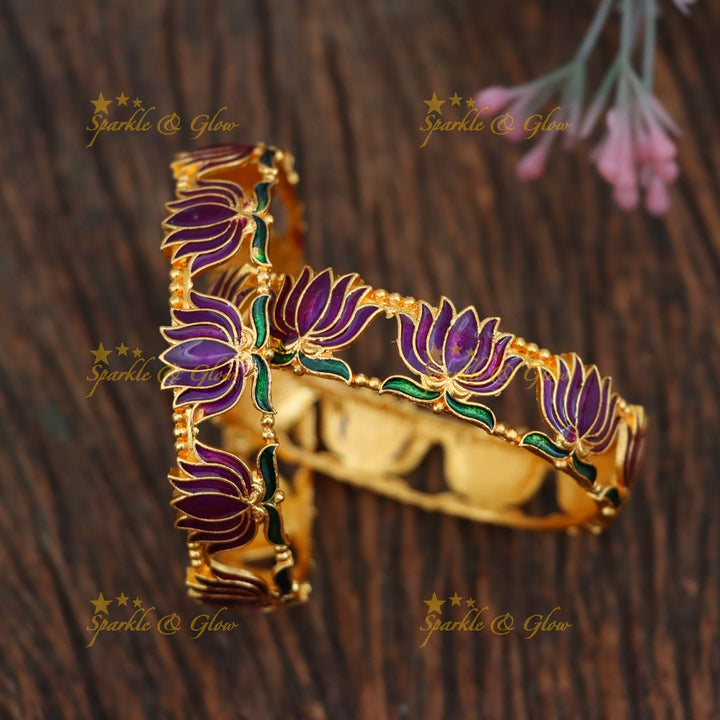 Exquisite Pink Lotus Bangles for Weddings & Festivals
