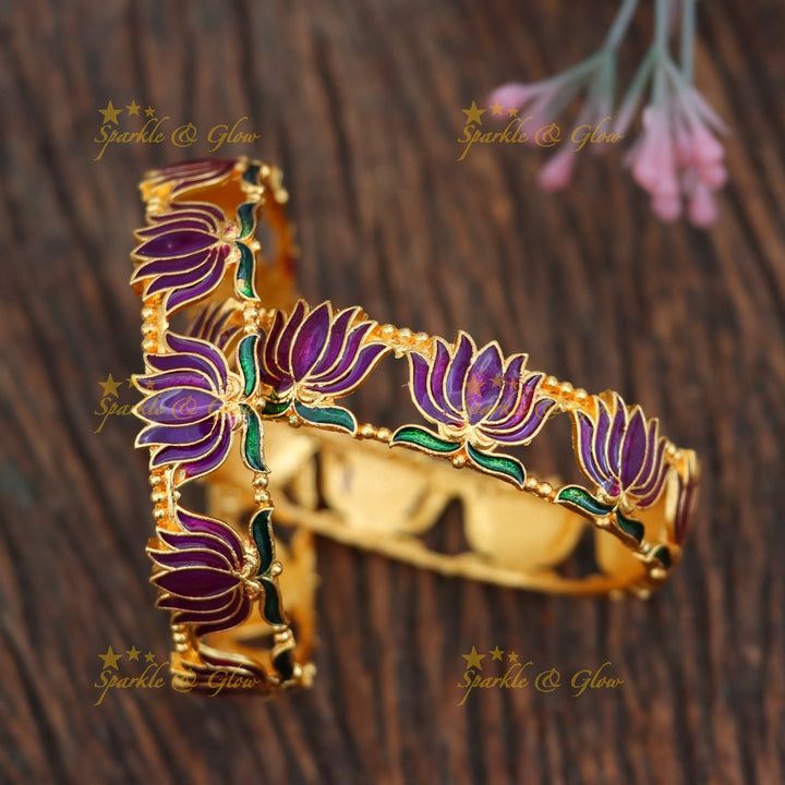 Exquisite Pink Lotus Bangles for Weddings & Festivals