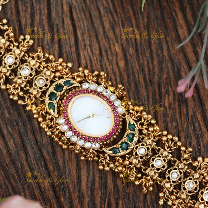 Elegant Gold Tone Watch Bracelet for Weddings & Festivals