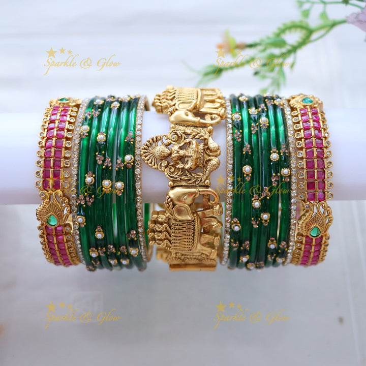 Elegant Elephant Motif Bridal Bangle Set