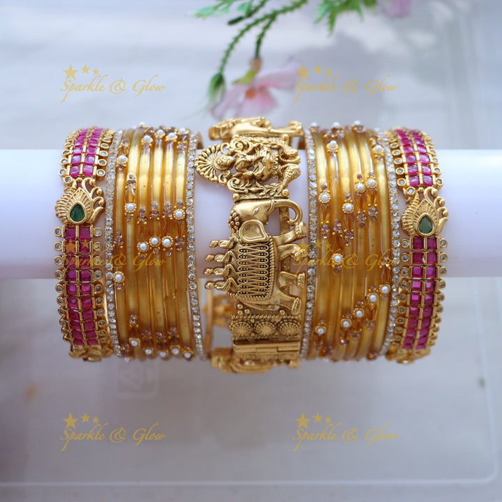 Elegant Elephant Motif Bridal Bangle Set