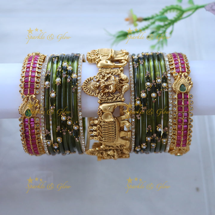 Elegant Elephant Motif Bridal Bangle Set