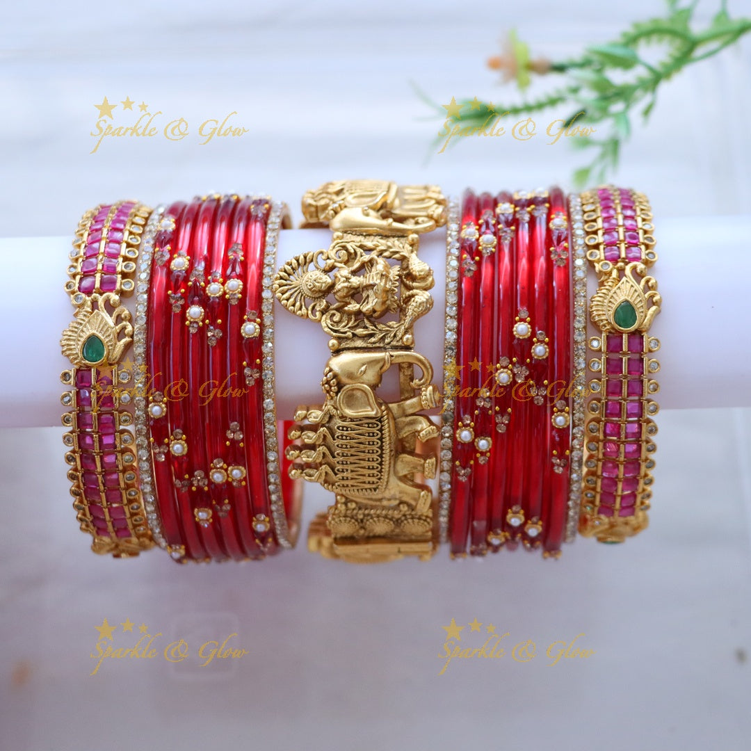 Elegant Elephant Motif Bridal Bangle Set