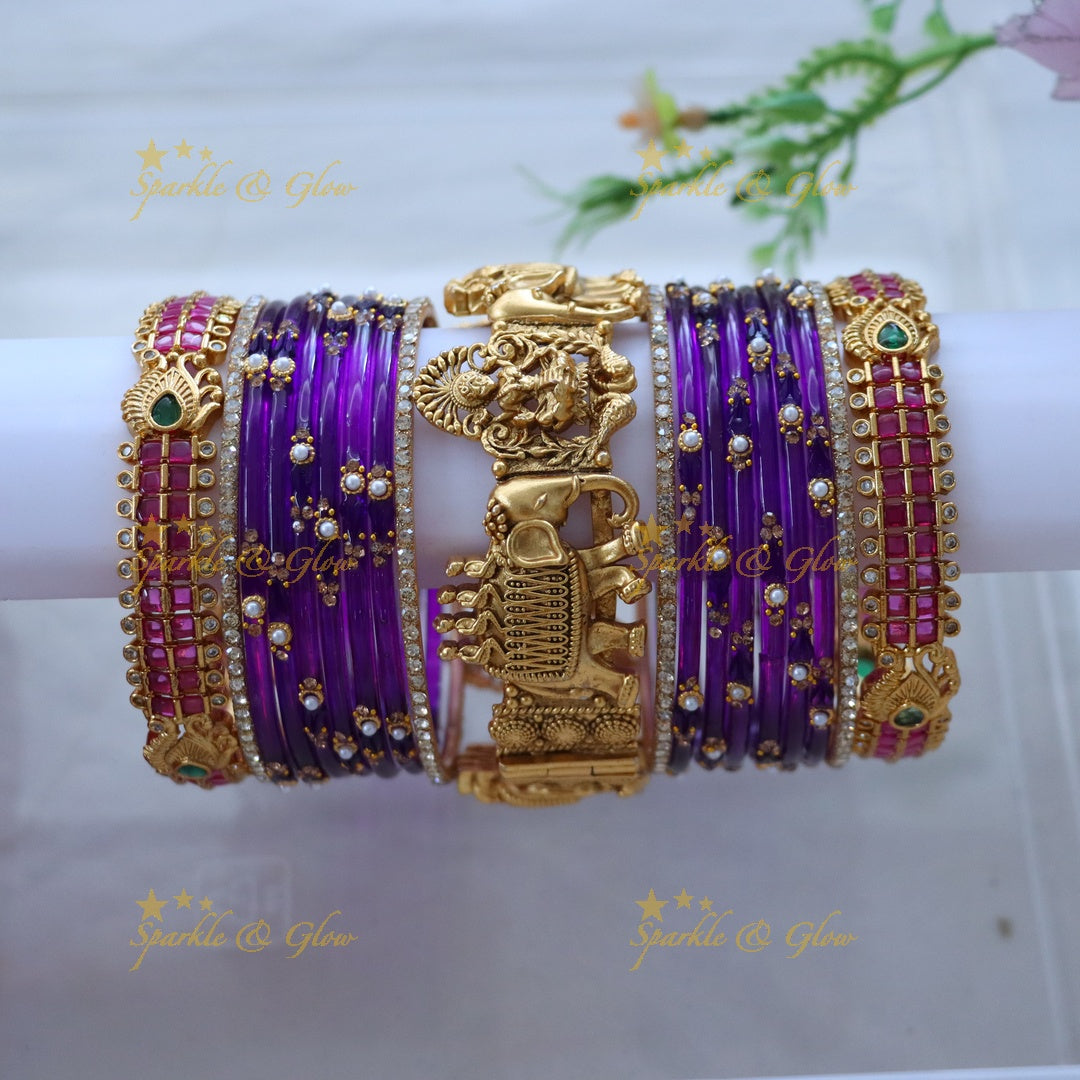Elegant Elephant Motif Bridal Bangle Set