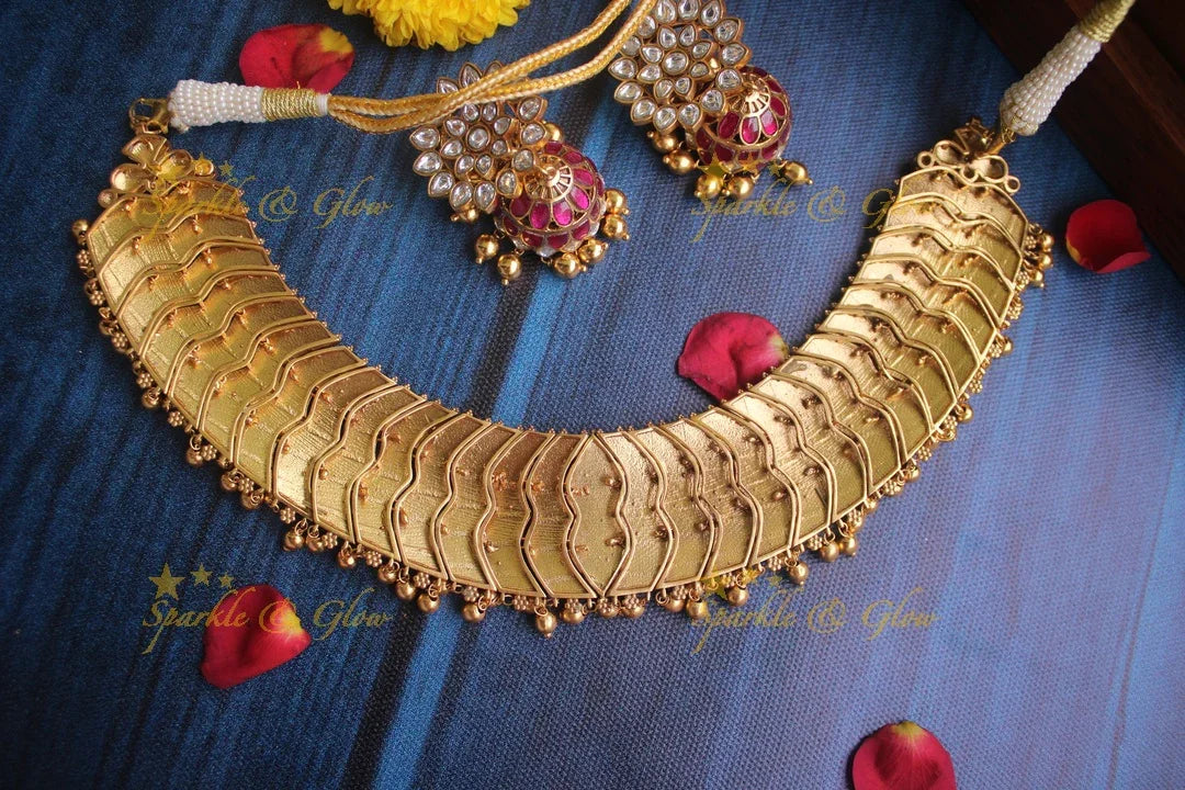 Jadau kundan silver replica necklace - Pink- Preorder - upto 30 days required once order is placed to make it. Cancellation not allowed - Sparkle and Glow
