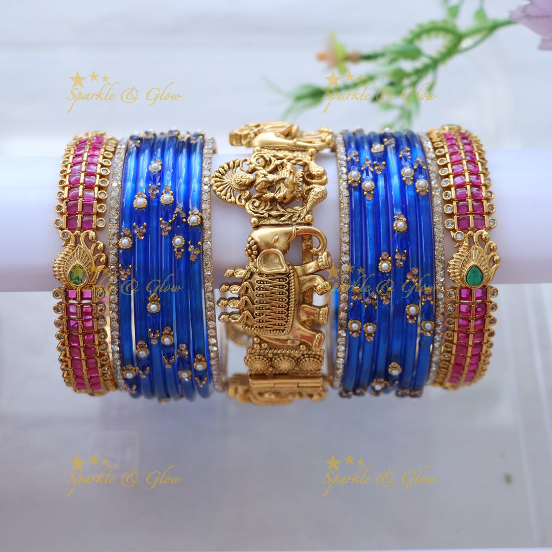 Elegant Elephant Motif Bridal Bangle Set