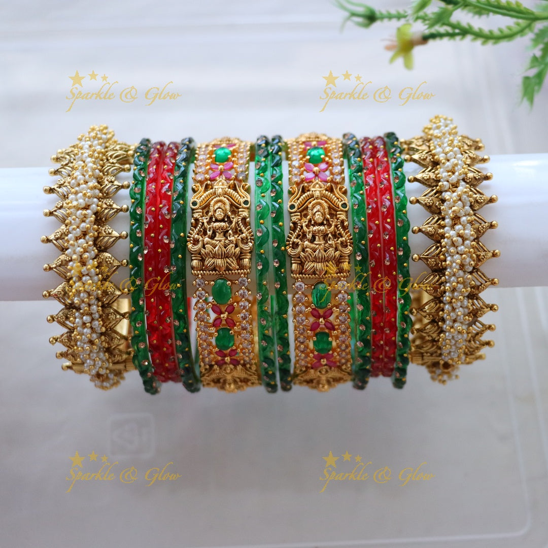 Majestic Lakshmi Bridal Bangle Set - Timeless Elegance