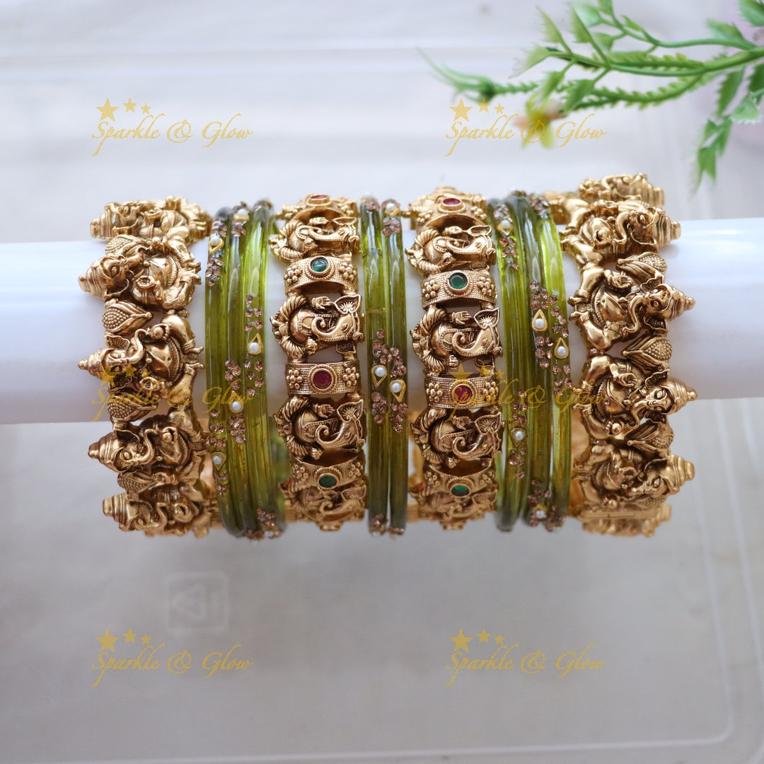 Divine Ganesha Bangle Set | Traditional Elegance