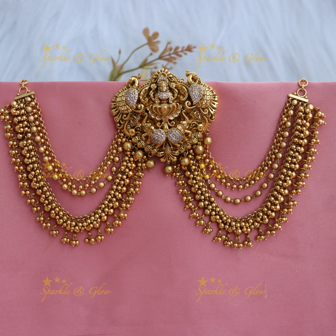 Premium Lakshmi Hairpin & Earchain Set - Sparkle & Glow