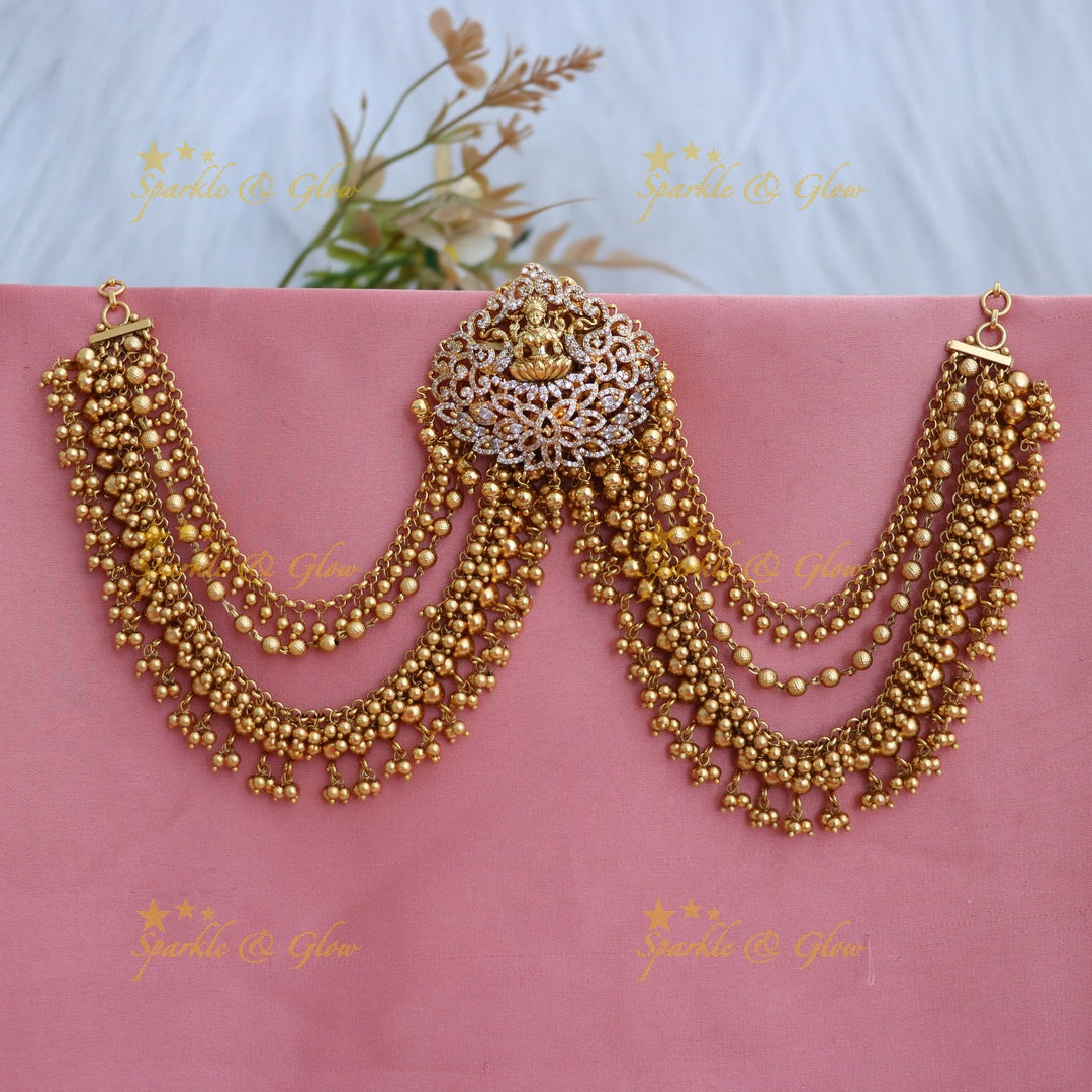 Exquisite Lakshmi Hairpin & Earchain Jewellery Set