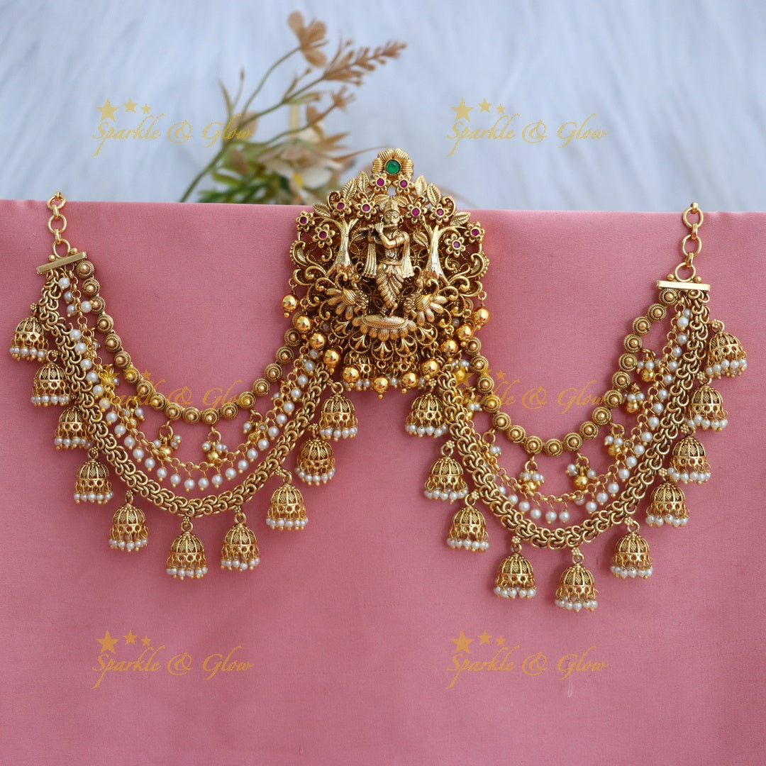 Elegant Krishna Hairpin & Earchain - Timeless Luxury