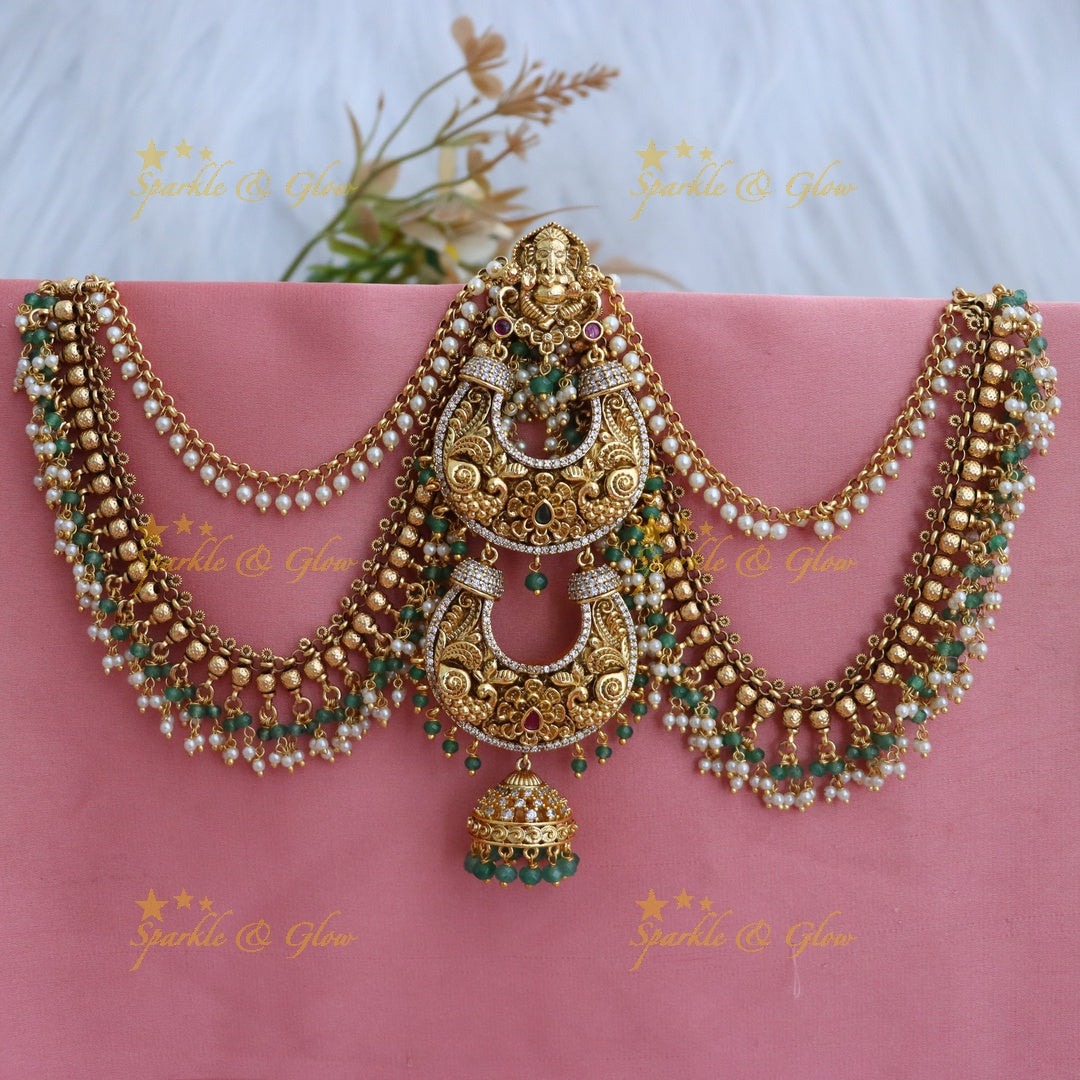 Stunning Ganesh Hair Ornament with Beads - Premium