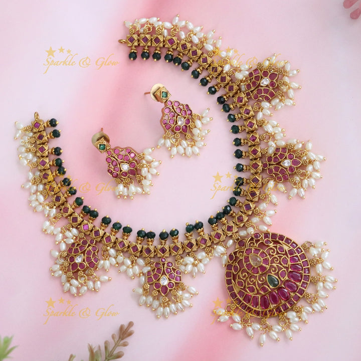 Elegant Gold-Plated Short Necklace Set for Weddings
