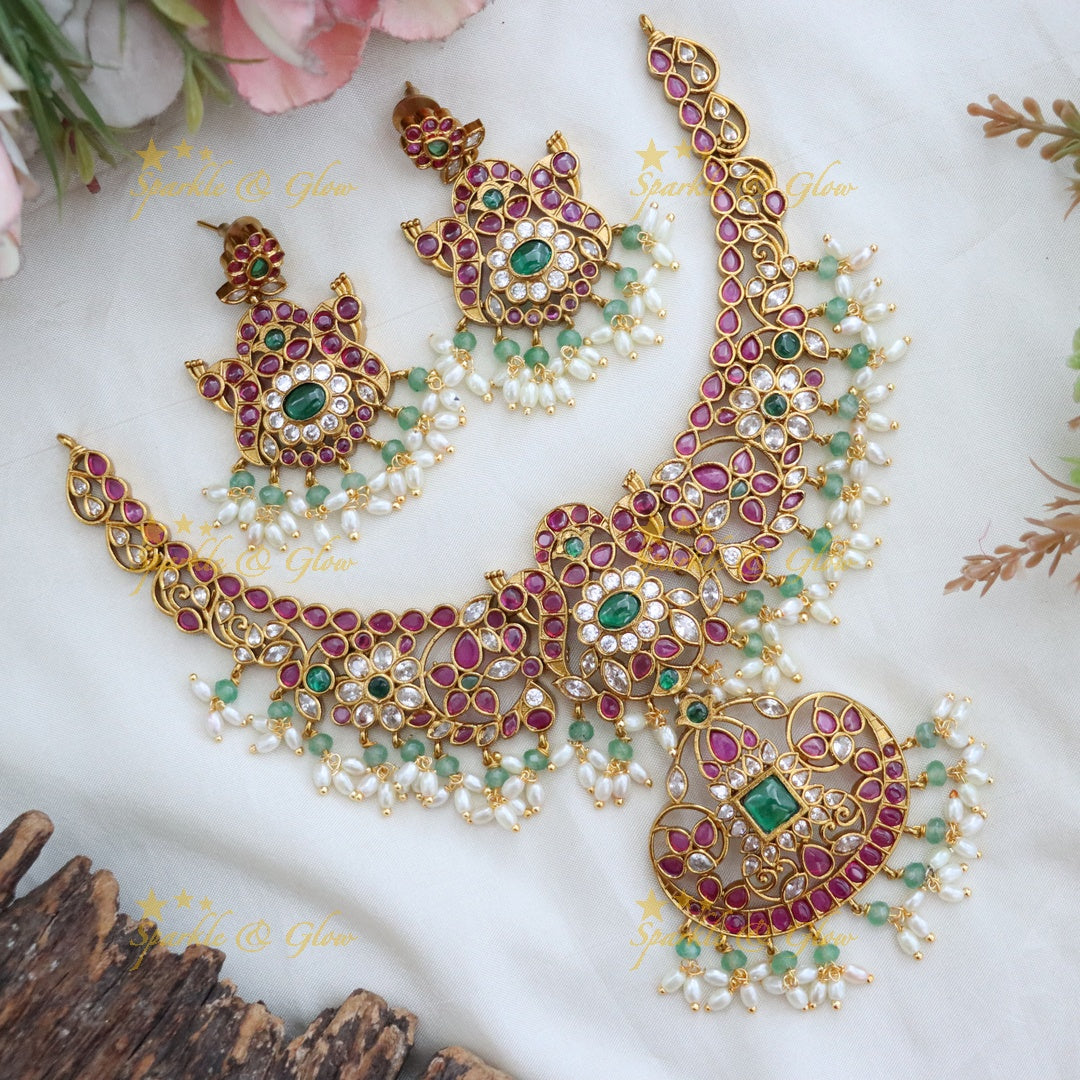 Festive Gold Necklace & Earring Set for Elegance