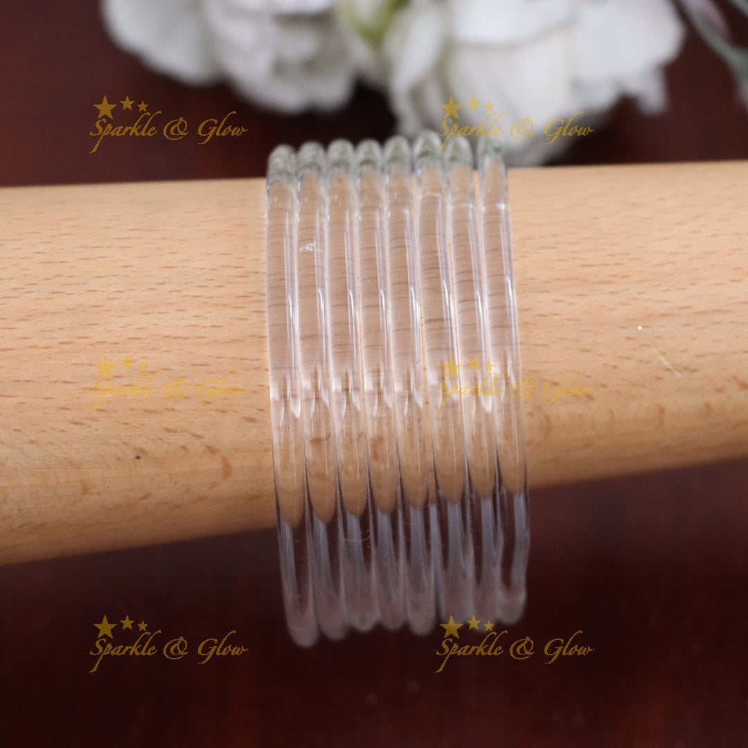 Exquisite Jelly Glass Bangles for Festive Charm-set of 8 bangles | Sparkle & Glow