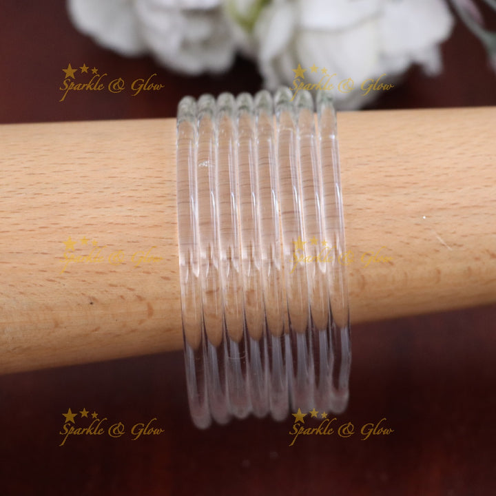 Exquisite Jelly Glass Bangles for Festive Charm-set of 8 bangles | Sparkle & Glow
