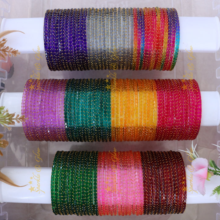 Exquisite Multicolor Glass Bangles for Special Occasions - 10 Assorted colour