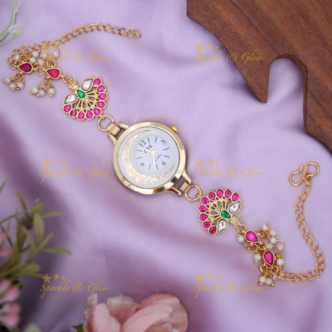 Elegant Gold-Plated Festive Designer Watch