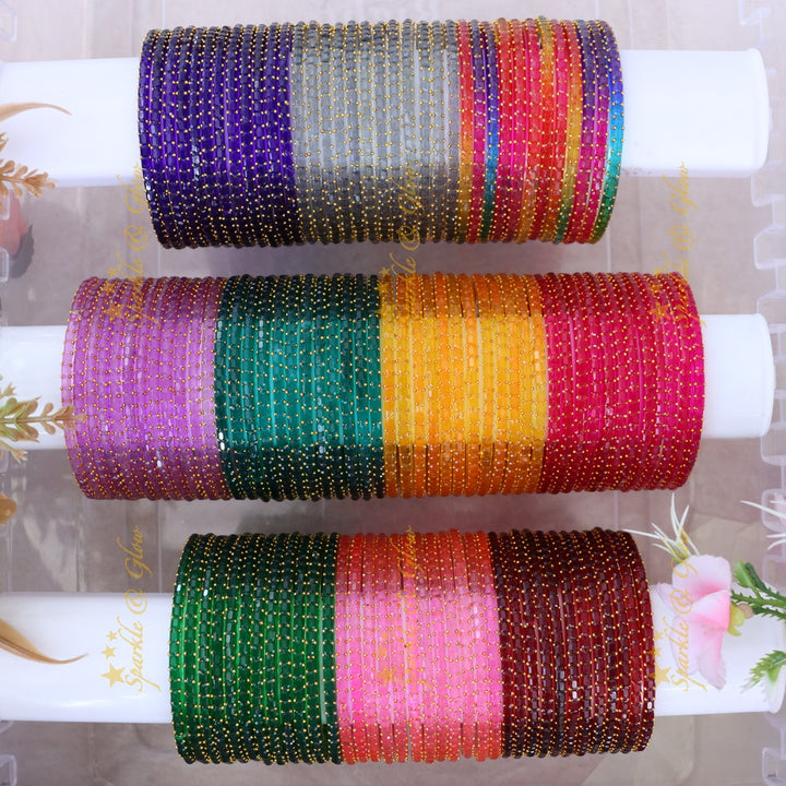 Exquisite Multicolor Glass Bangles for Special Occasions - 10 Assorted colour