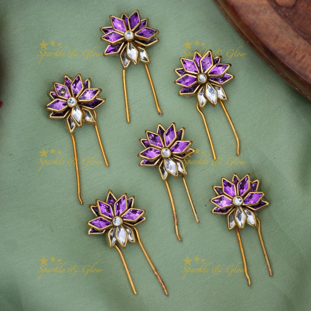 Elegant Gold-Plated Hair Pins for Festive Glamour - set of 6