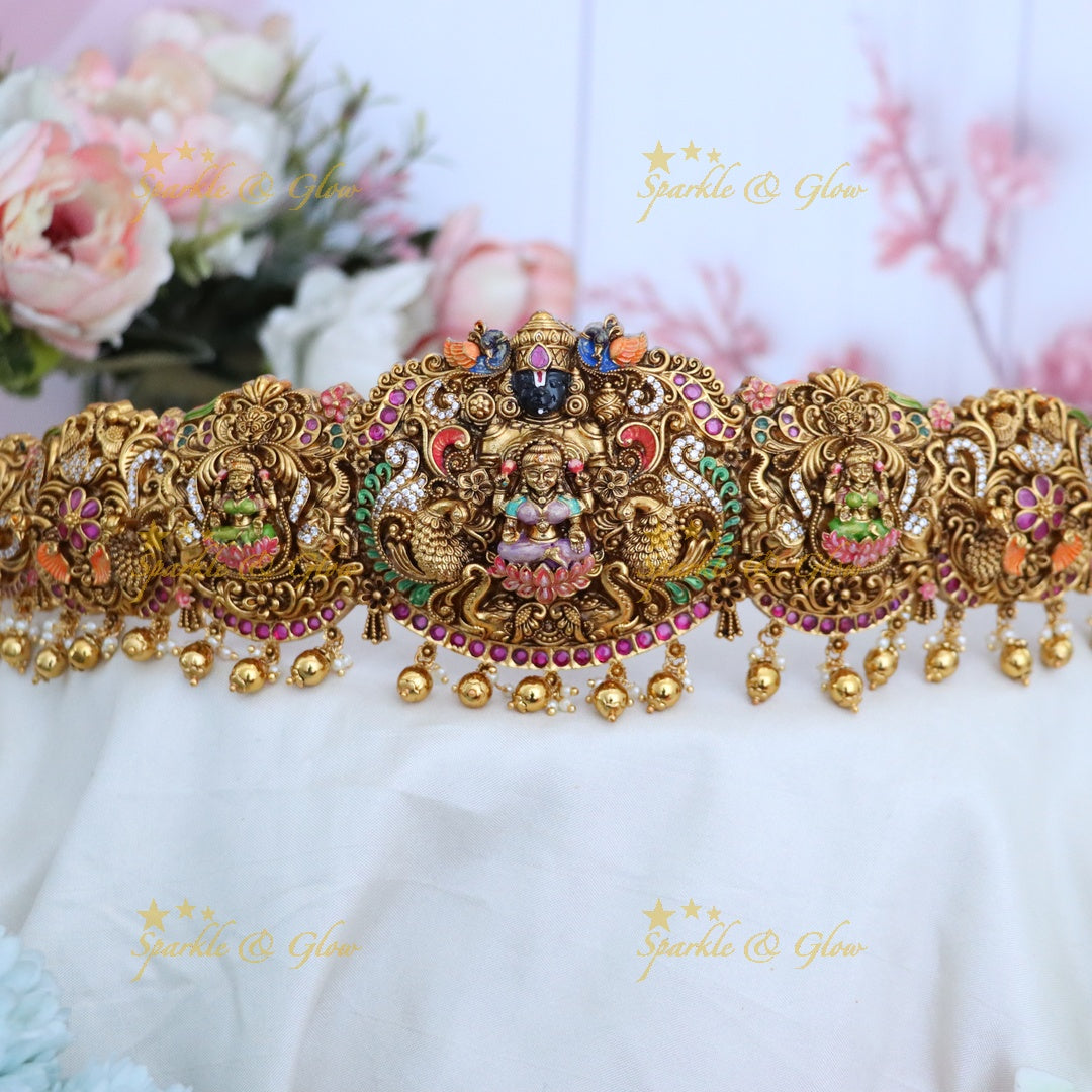 Exquisite Temple Design Gold Hip Belt for Festive Elegance