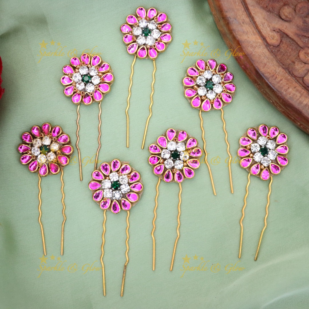 Elegant Floral Gold Hair Pin for Women - Perfect for Weddings (set of 7)