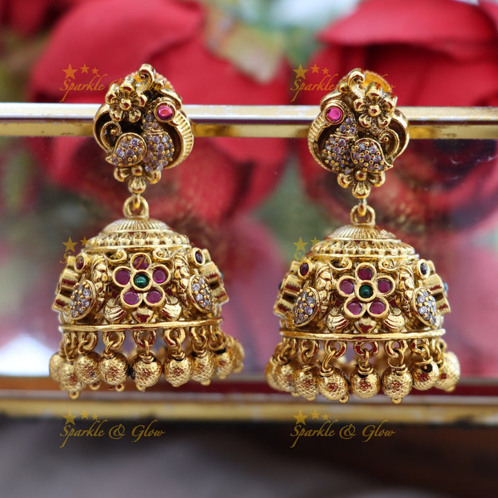 Exquisite Gold-Plated Jhumka Earrings for Graceful Weddings