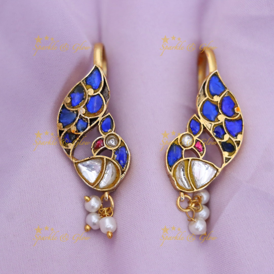 Exquisite Blue Peacock Bugadi Earrings - Glamour Redefined