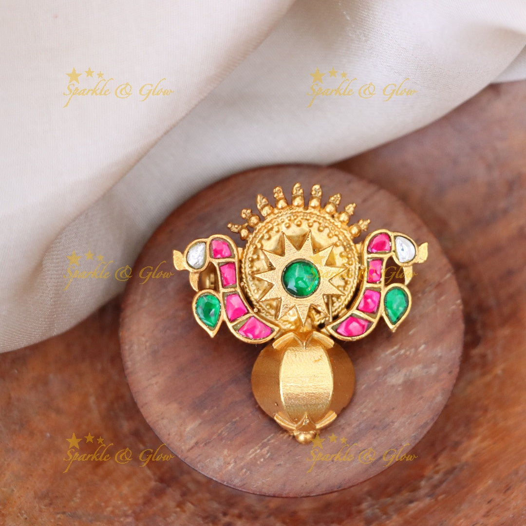 Premium Gold-Tone Saree Pin with Gem Accents