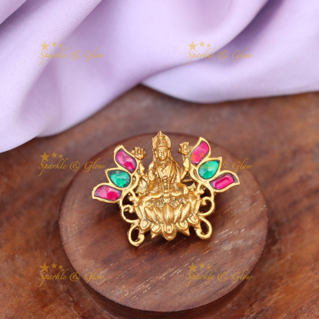 Gold Temple Saree Pin for Weddings & Festivals