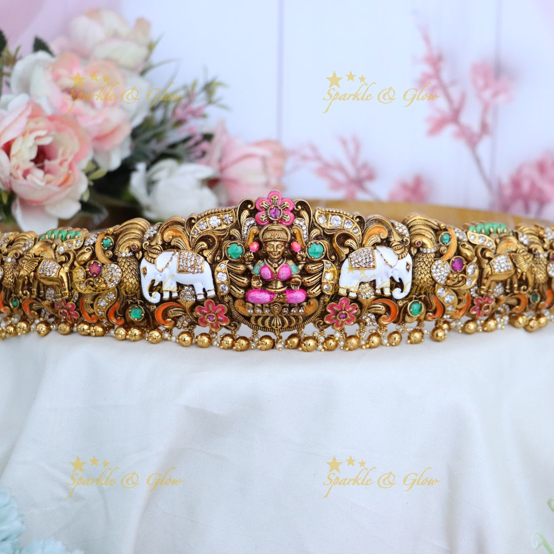 Exquisite Temple Gold Hip Belt for Wedding Glamour