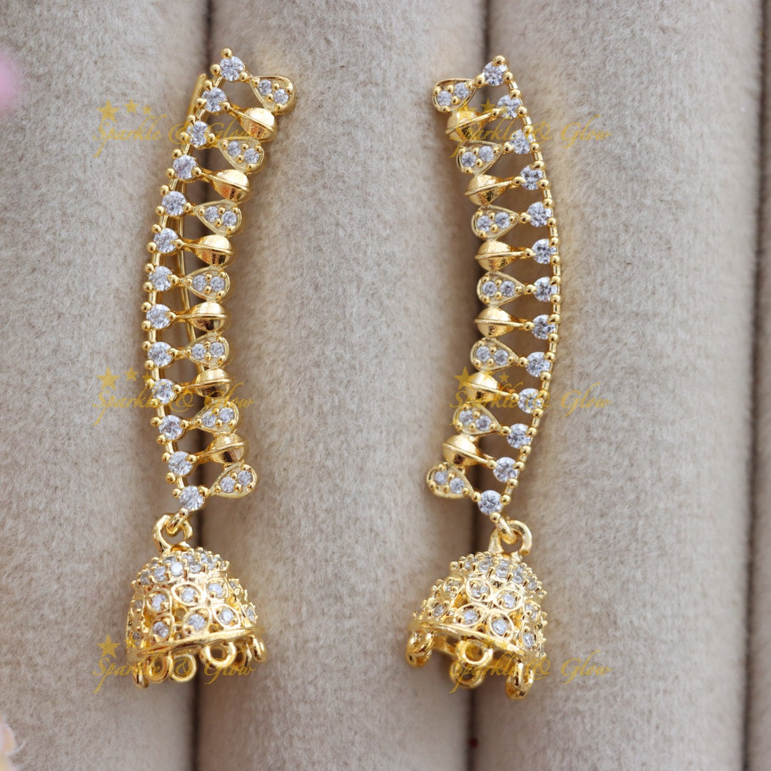 Elegant Gold Plated Jhumka Ear Cuffs - Festive Perfection