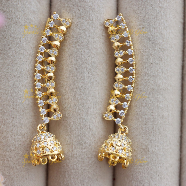 Elegant Gold Plated Jhumka Ear Cuffs - Festive Perfection