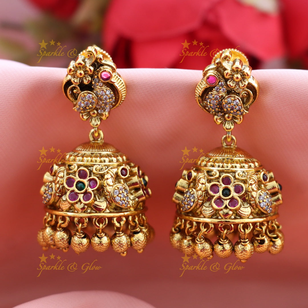 Exquisite Gold-Plated Jhumka Earrings for Graceful Weddings