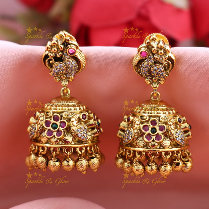 Exquisite Gold-Plated Jhumka Earrings for Graceful Weddings