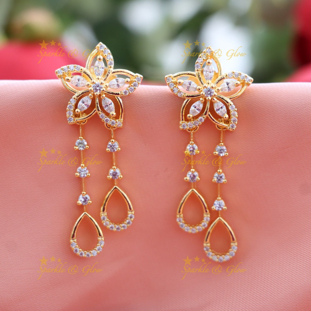 Elegant Gold Floral Dangle Earrings for Weddings