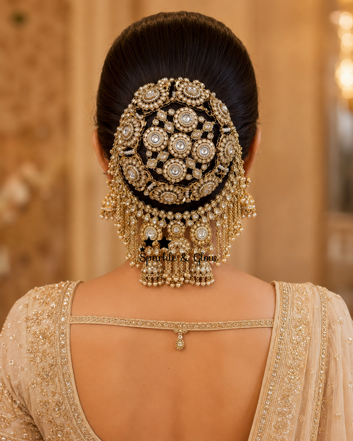 Exquisite Gold Hair Bun Accessory for Weddings